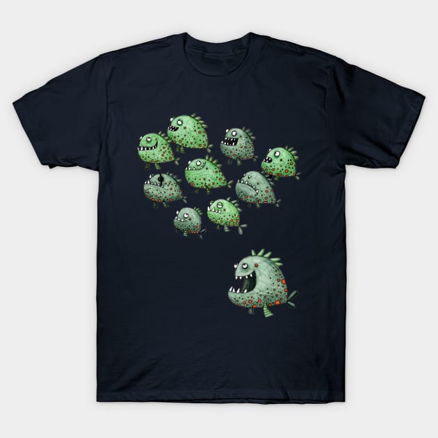 Swarm Of Piranhas T-Shirt by JunieMond